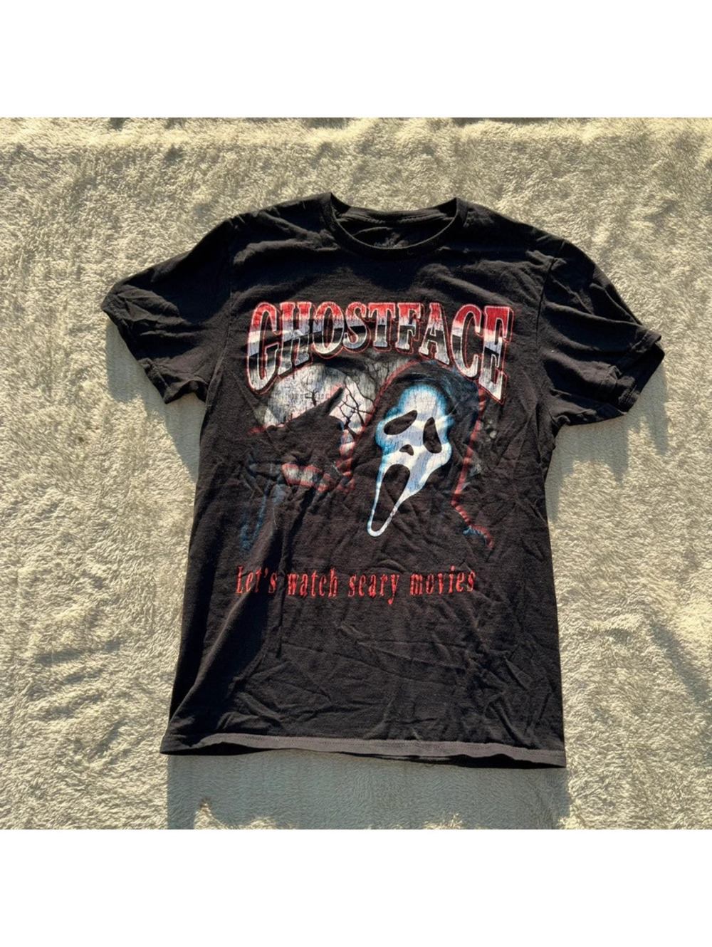 Black Graphic Ghost Face Shirt